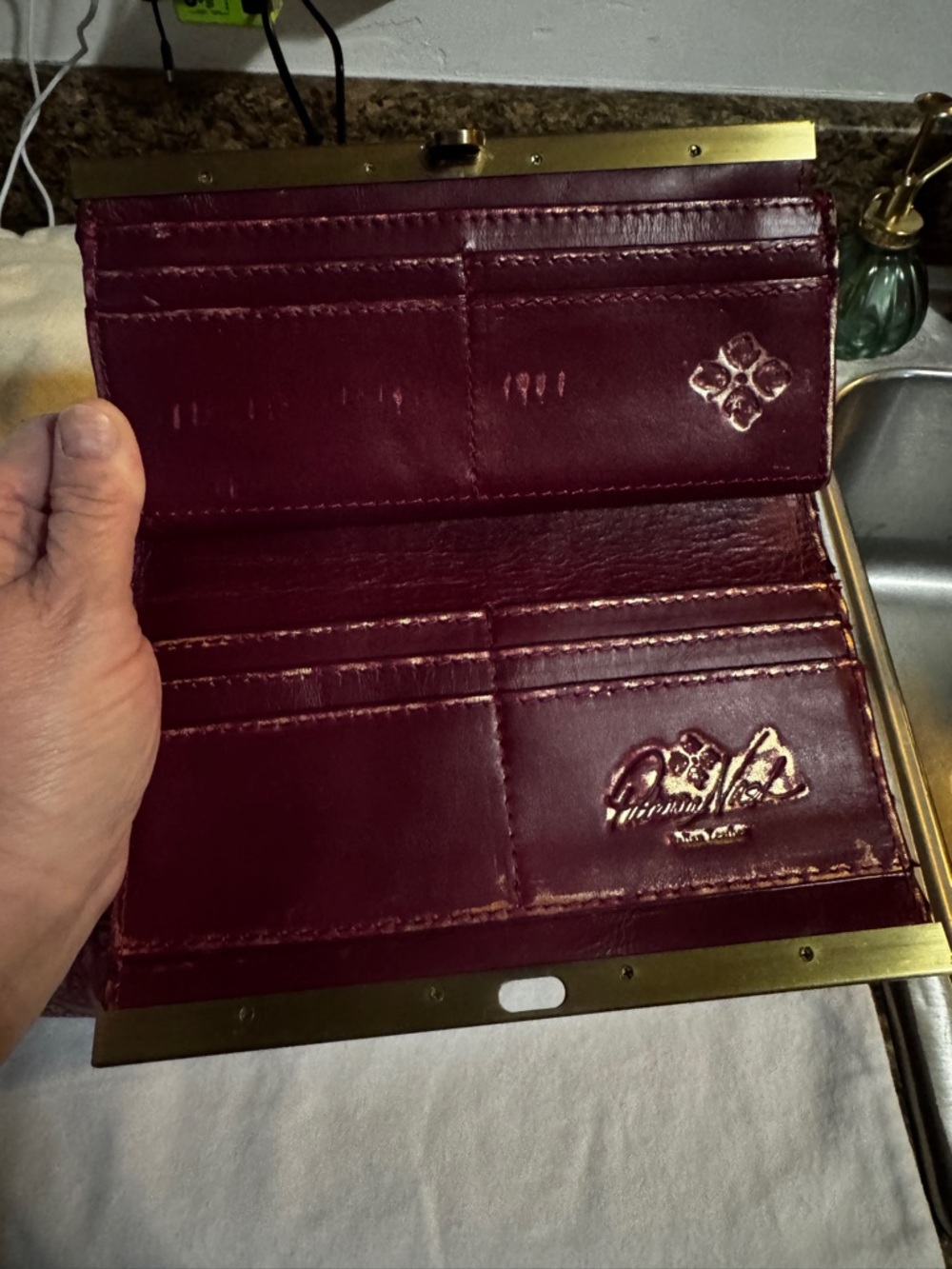 Women's Embossed Paisley Top-Handle Bag in Deep Burgundy. Patricia Nash - Picture 9 of 11
